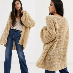 FREE PEOPLE NEW Home Town Bell Sleeve Cardigan in Woods Combo Large